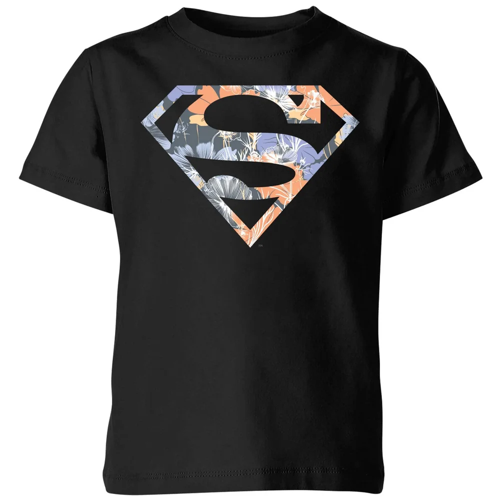 DC Originals Floral Superman Kids' T-Shirt - Black - 3-4 Years Image 1