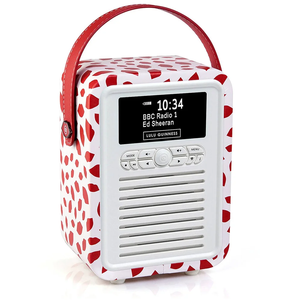 VQ Retro Mini DAB & DAB+ Digital Radio with FM, Bluetooth and Alarm Clock - Lulu Guinness Red Lips Image 1