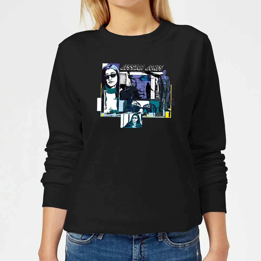 Marvel Knights Jessica Jones Comic Panels Women's Sweatshirt - Black - S Image 1