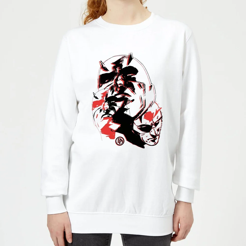 Marvel Knights Daredevil Layered Faces Women's Sweatshirt - White - S - White Image 1