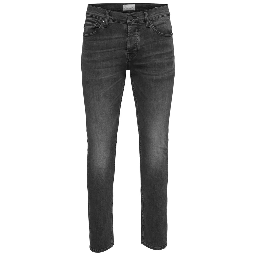 Only & Sons Men's Loom 0447 Slim Fit Jeans - Washed Black Denim - W30/L30 - Black Image 1