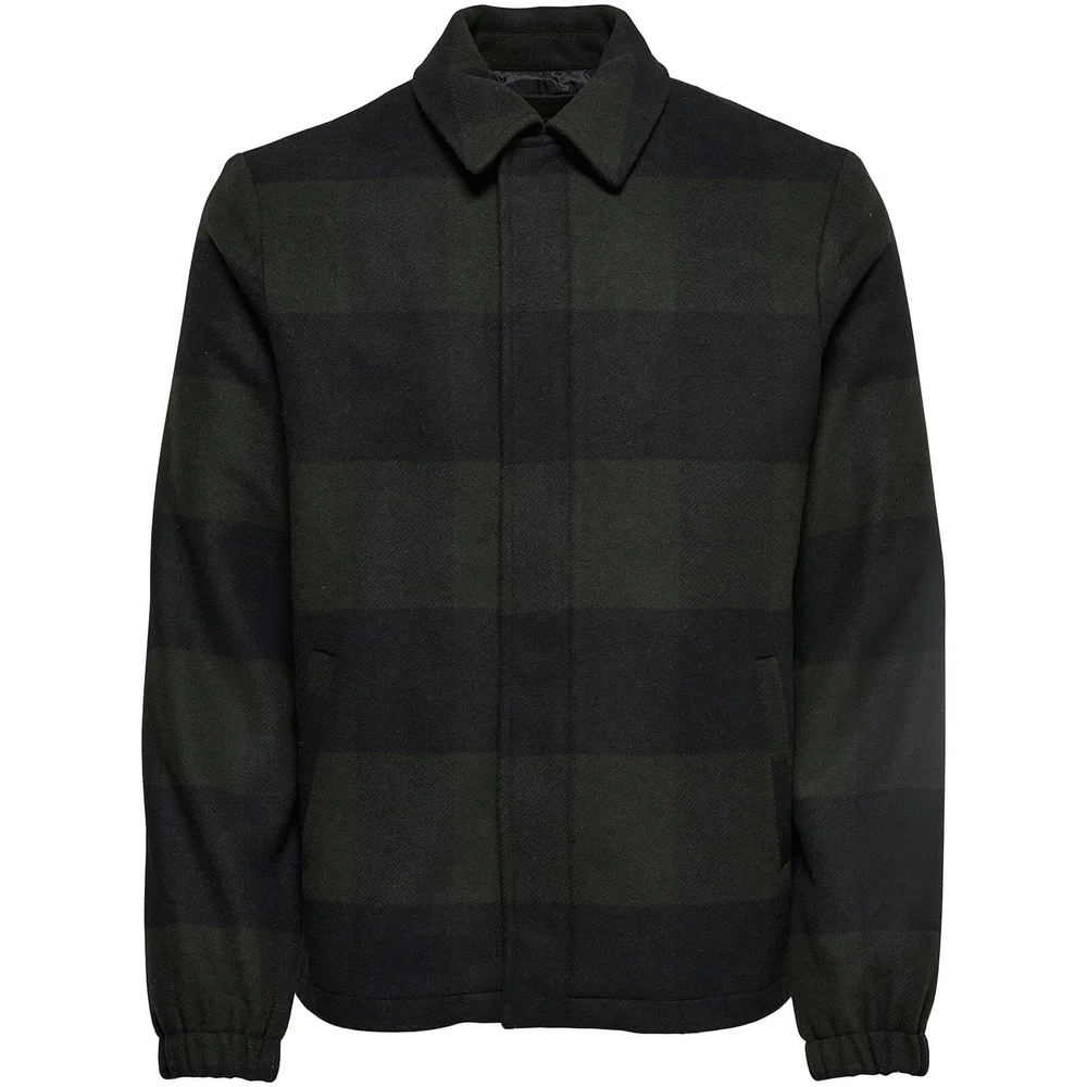 Only & Sons Men's Shawn Wool Jacket - Forest Green - S - Green Image 1