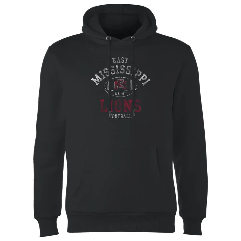 East Mississippi Community College Lions Football Distressed Hoodie - Black - S Image 1