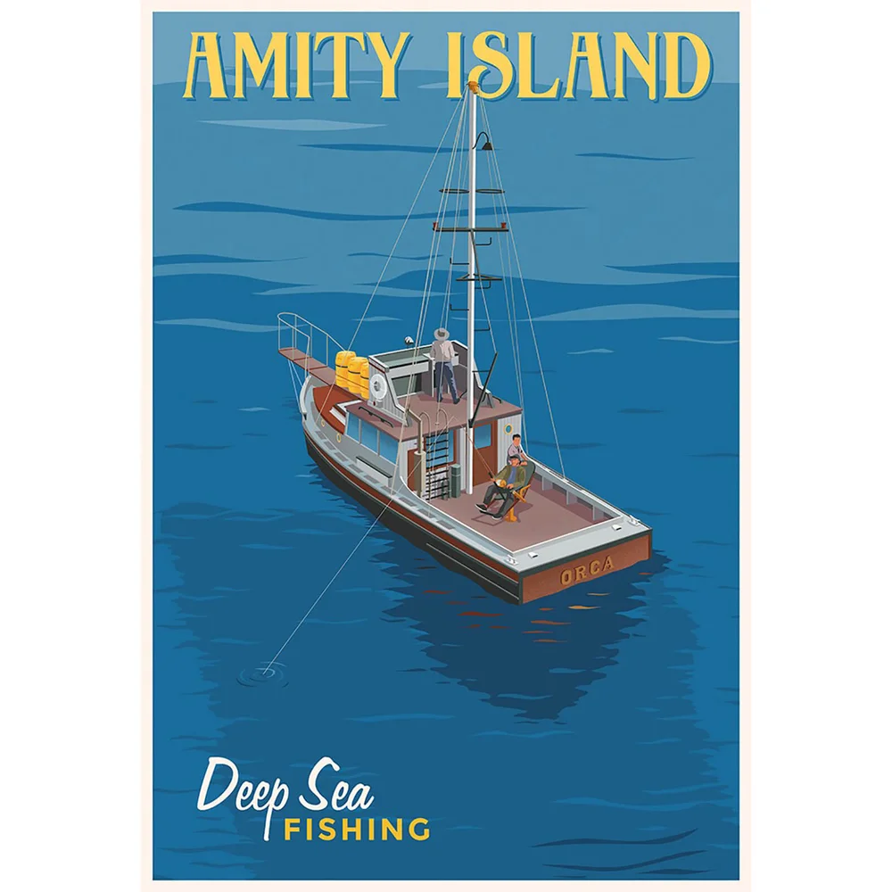 Jaws "Deep Sea Fishing" by Steve Thomas Limited Edition 13 x 19 Inch Fine Art Giclee - SDCC Exclusive Image 1