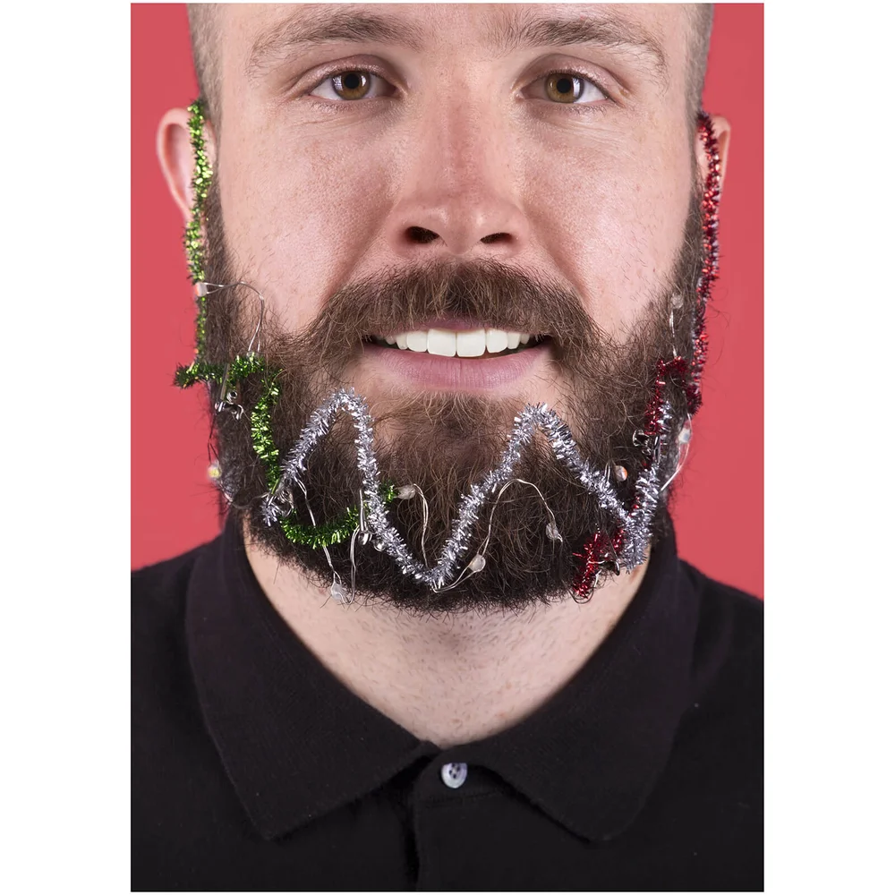 Christmas Beard Lights and Tinsel Image 1