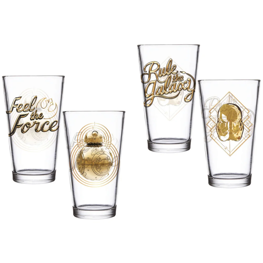 Funko Homeware Star Wars: The Last Jedi Set of 2 Pint Glasses - Rule The Galaxy & Feel The Force Image 1