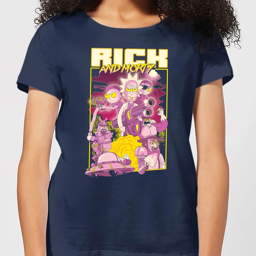 Rick and Morty 80s Poster Women's T-Shirt - Navy - S Image 1
