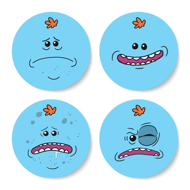 Rick and Morty Mr Meeseeks Face Coaster Set