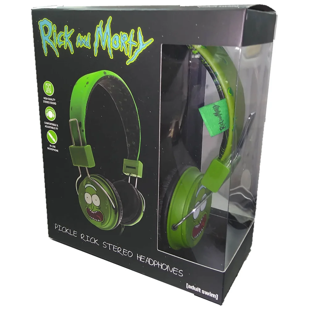 Rick and Morty Pickle Rick Wired Headphones (With Mic) Image 1