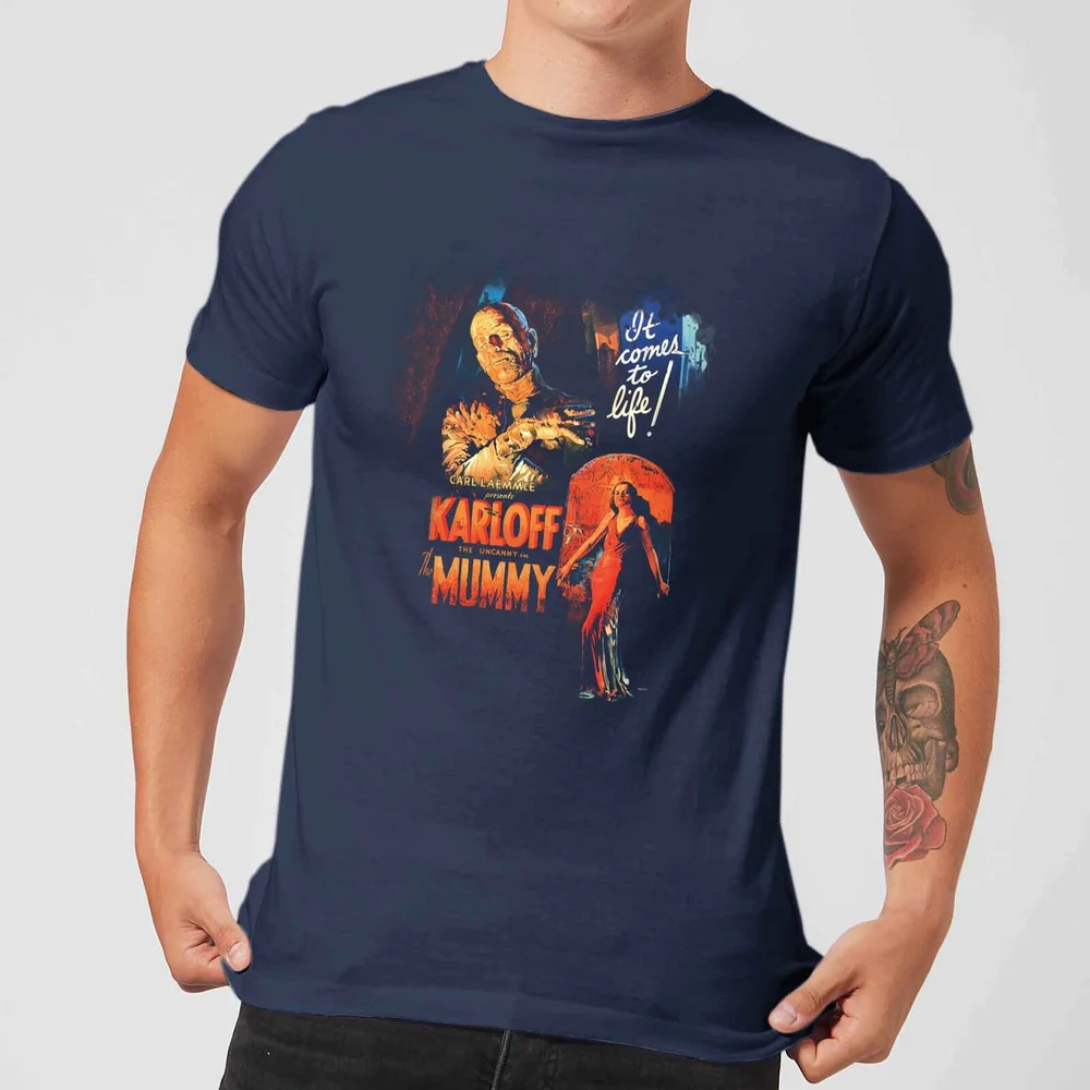 Universal Monsters The Mummy Vintage Poster Men's T-Shirt - Navy - S Image 1