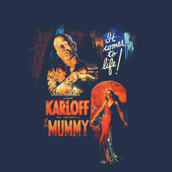 Universal Monsters The Mummy Vintage Poster Men's T-Shirt - Navy