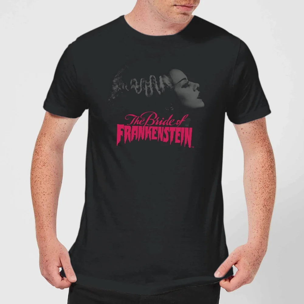 Universal Monsters Bride Of Frankenstein Greyscale Men's T-Shirt - Black - L Image 1