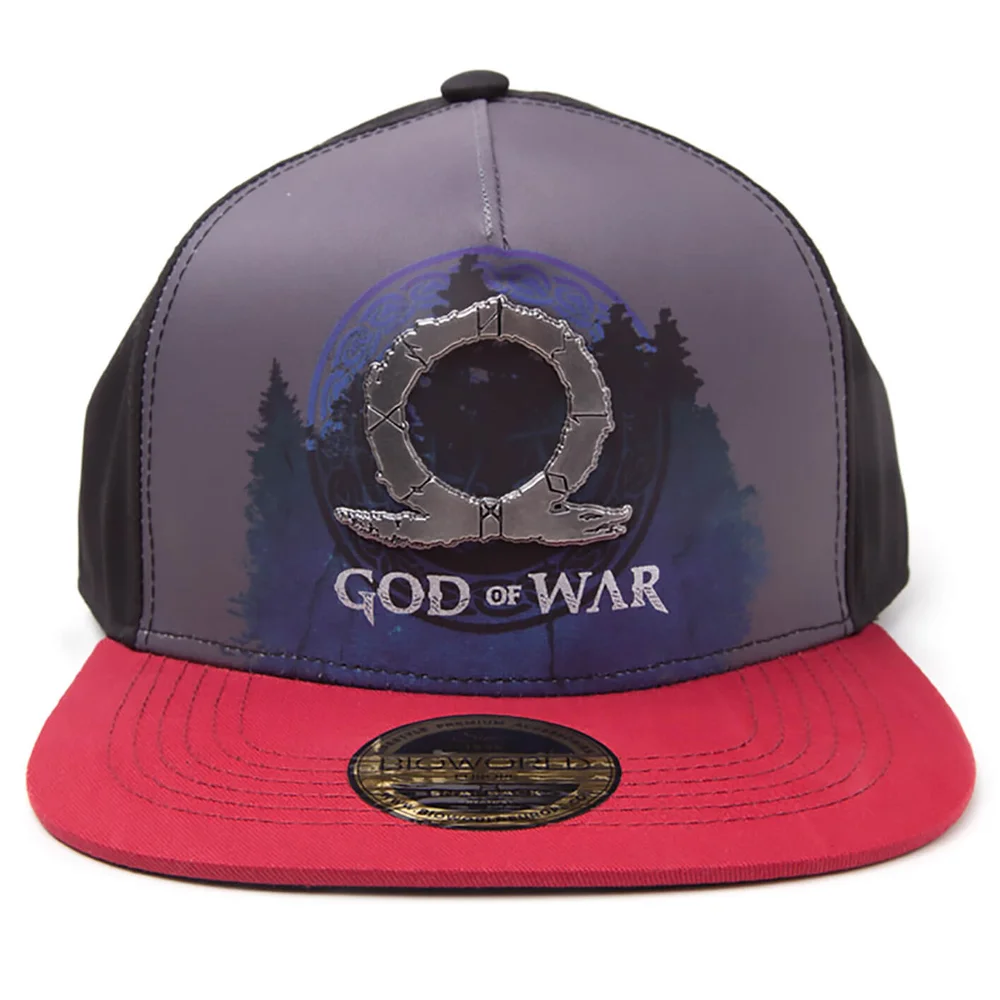 God of War Printed Metal Badge Snapback Cap - Grey Image 1