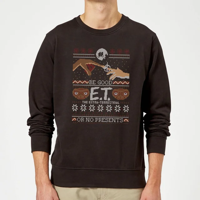 E.T. the Extra-Terrestrial Be Good or No Presents Christmas Sweatshirt - Black