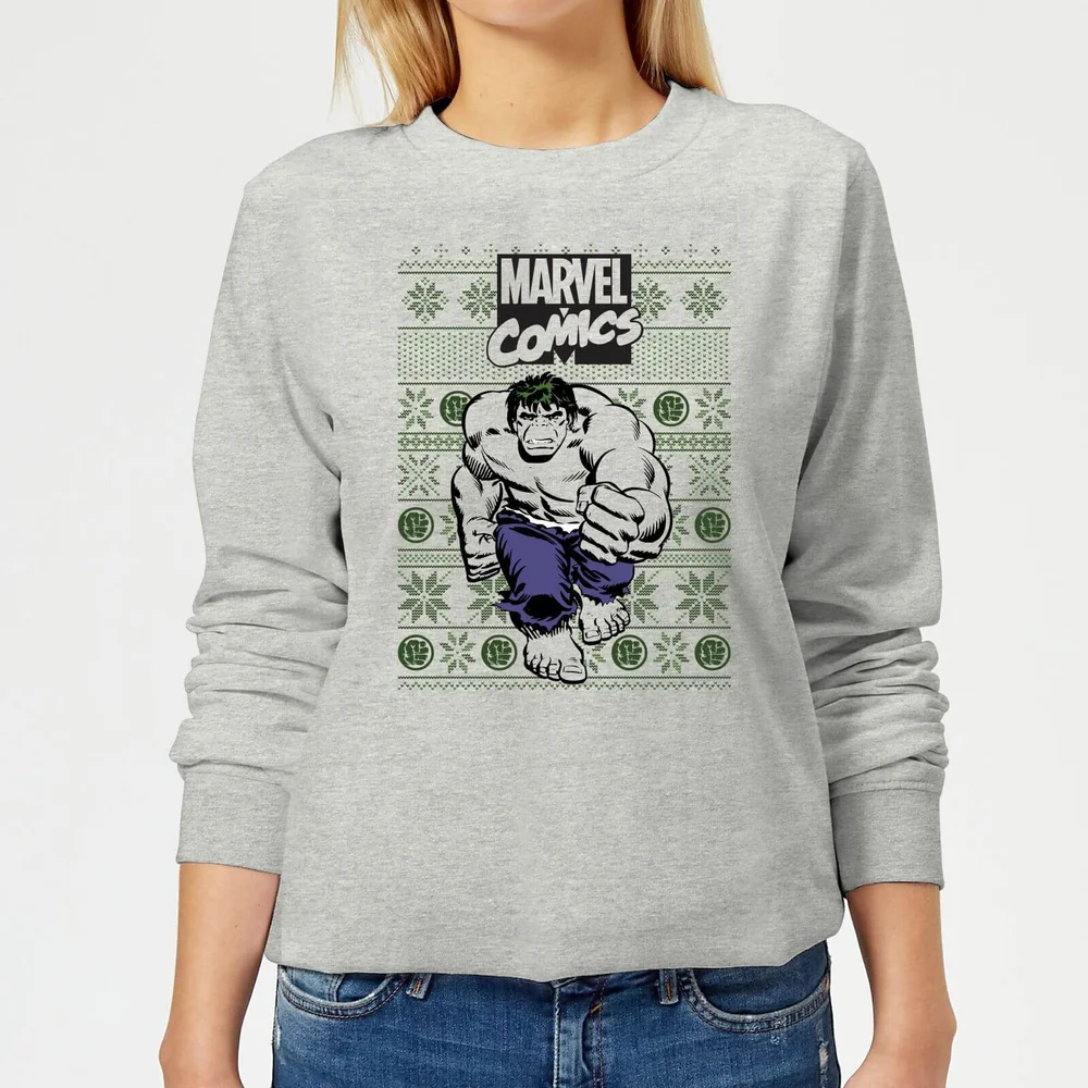 Marvel Avengers Hulk Women's Christmas Sweatshirt - Grey - 3XL - Grey Image 1