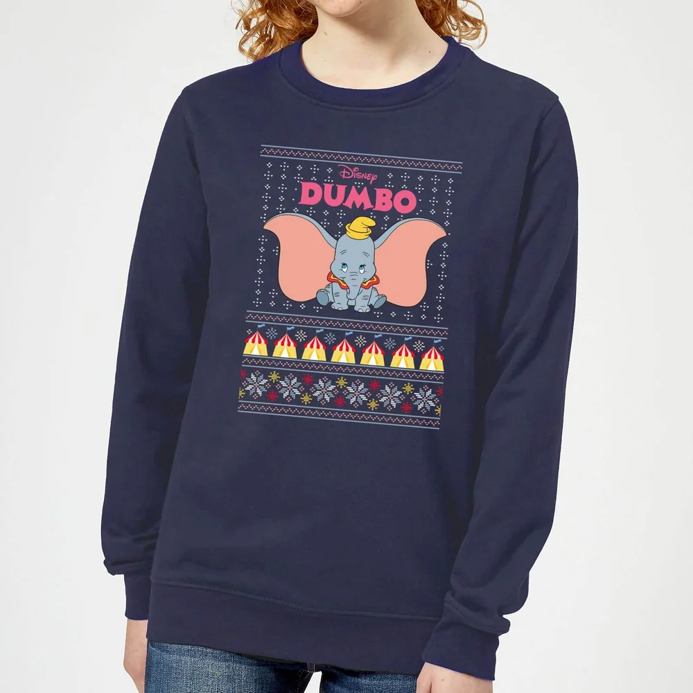 Disney Classic Dumbo Women's Christmas Jumper - Navy - XS Image 1