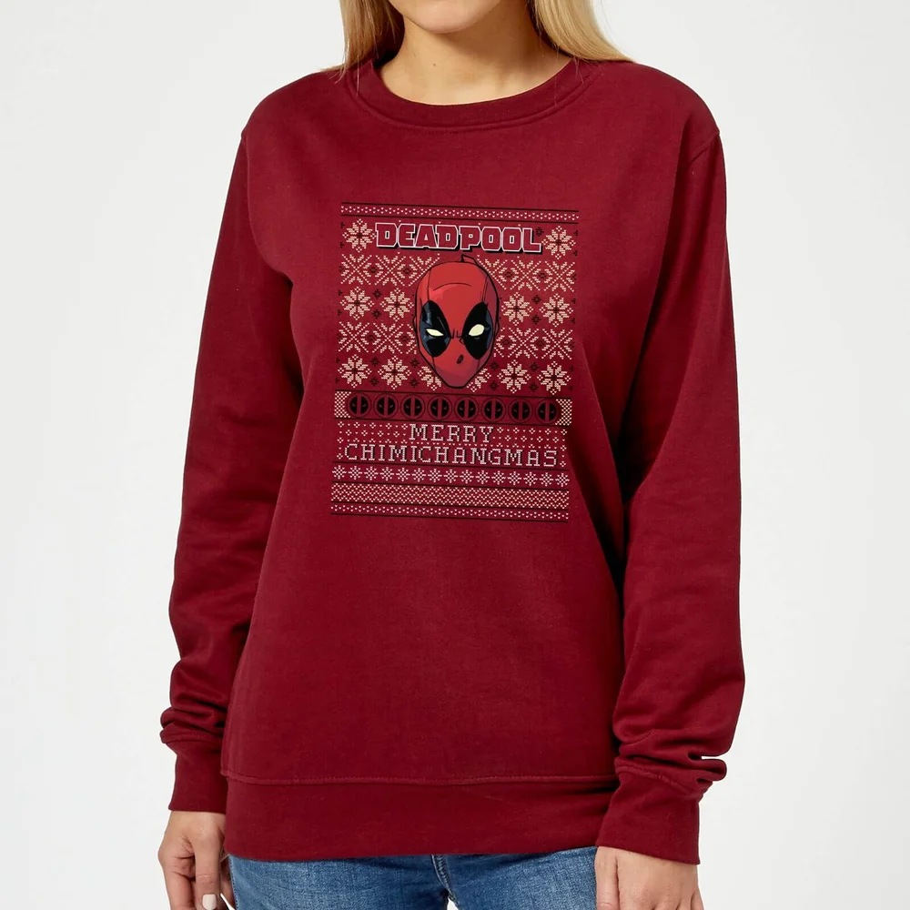 Marvel Deadpool Women's Christmas Jumper - Burgundy - XS Image 1
