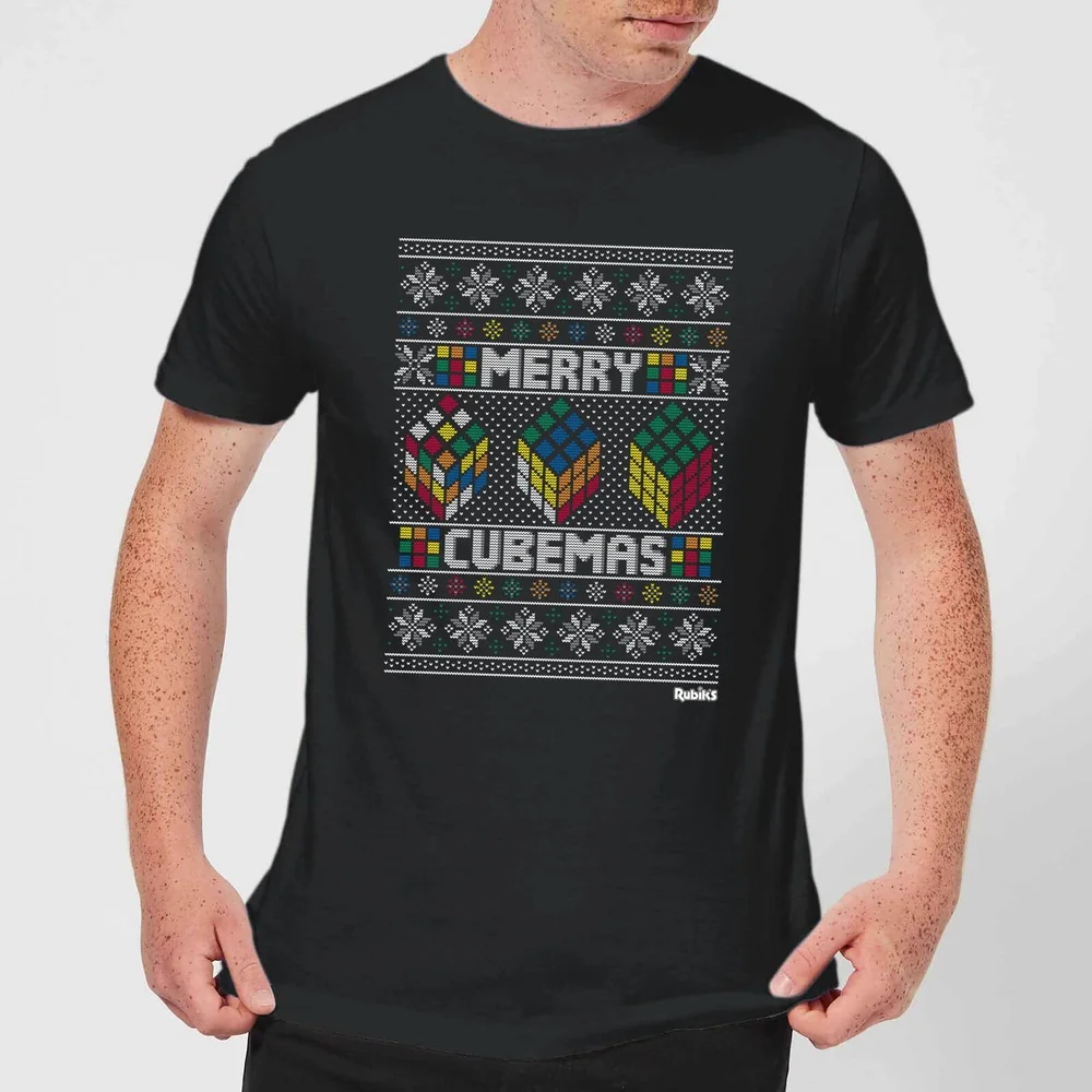 Rubiks Merry Cubemas Men's Christmas T-Shirt - Black - 5XL Image 1
