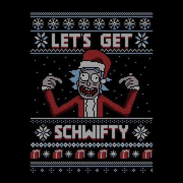 Rick and Morty Lets Get Schwifty Women's Christmas T-Shirt - Black
