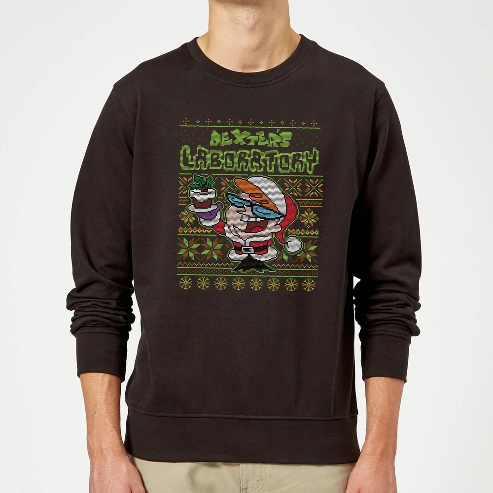 Dexter's Lab Pattern Christmas Jumper - Black - S Image 1