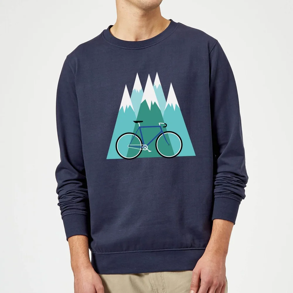 Bike and Mountains Christmas Jumper - Navy - S - Navy Image 1