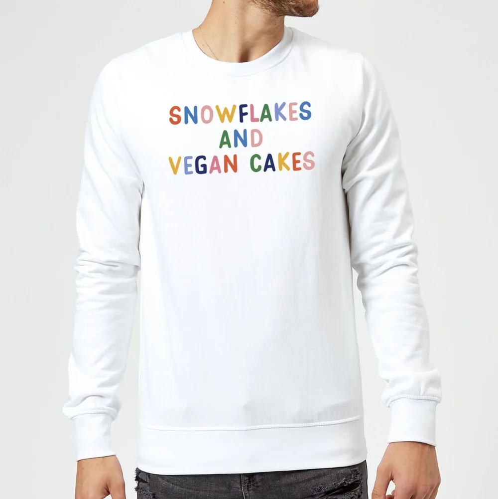 Snowflakes and Vegan Cakes Christmas Sweatshirt - White - S Image 1