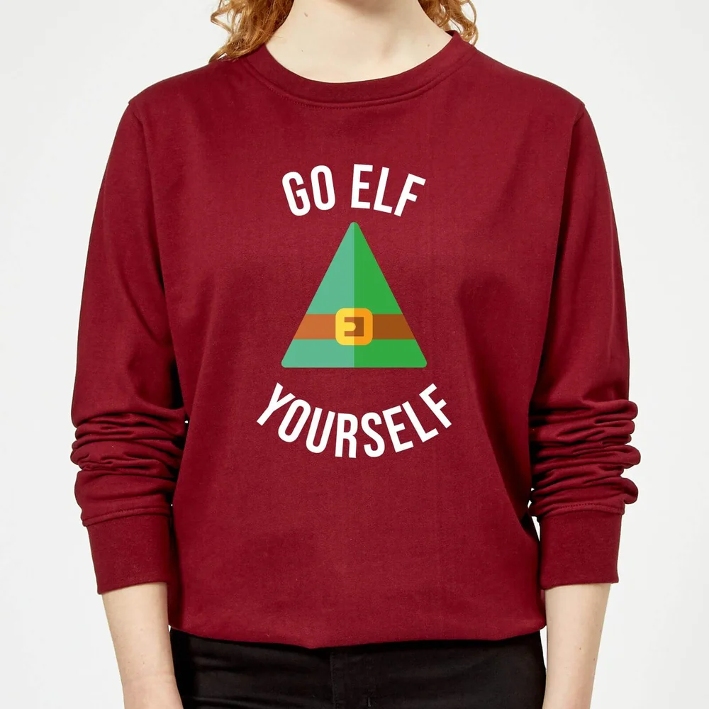 Go Elf Yourself Women's Christmas Sweatshirt - Burgundy - XS - Burgundy Image 1