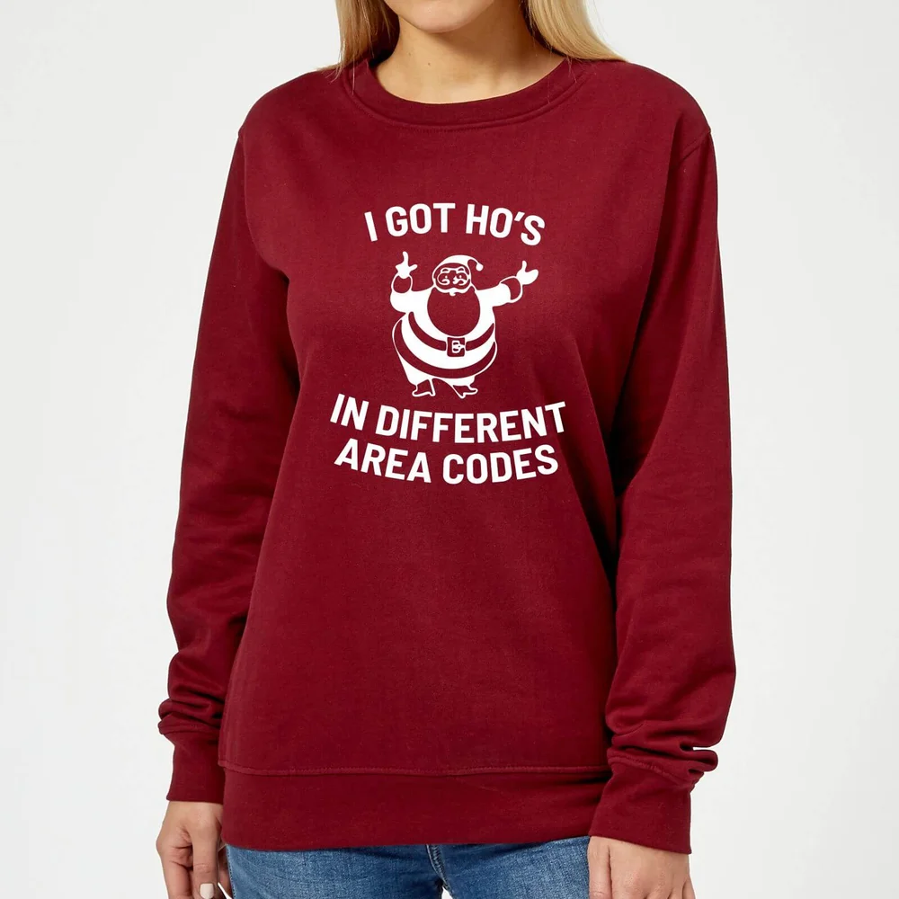I Got Ho's In Different Area Codes Women's Christmas Sweatshirt - Burgundy - XS Image 1