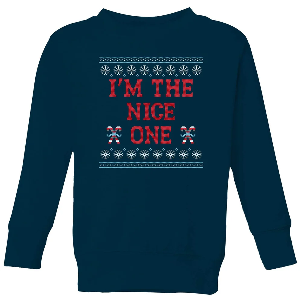 I'm The Nice One Kids' Christmas Sweatshirt - Navy - 3-4 Years - Navy Image 1