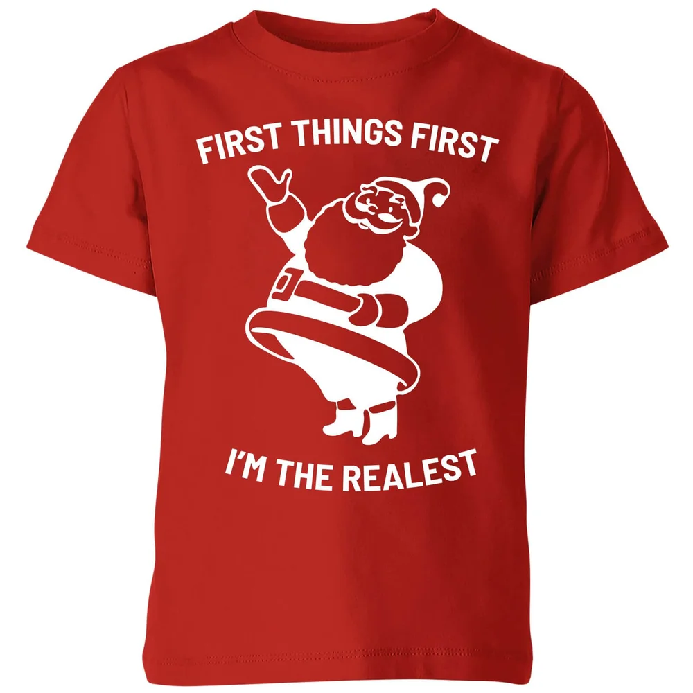 First Things First I'm The Realest Kids' Christmas T-Shirt - Red - 3-4 Years - Red Image 1