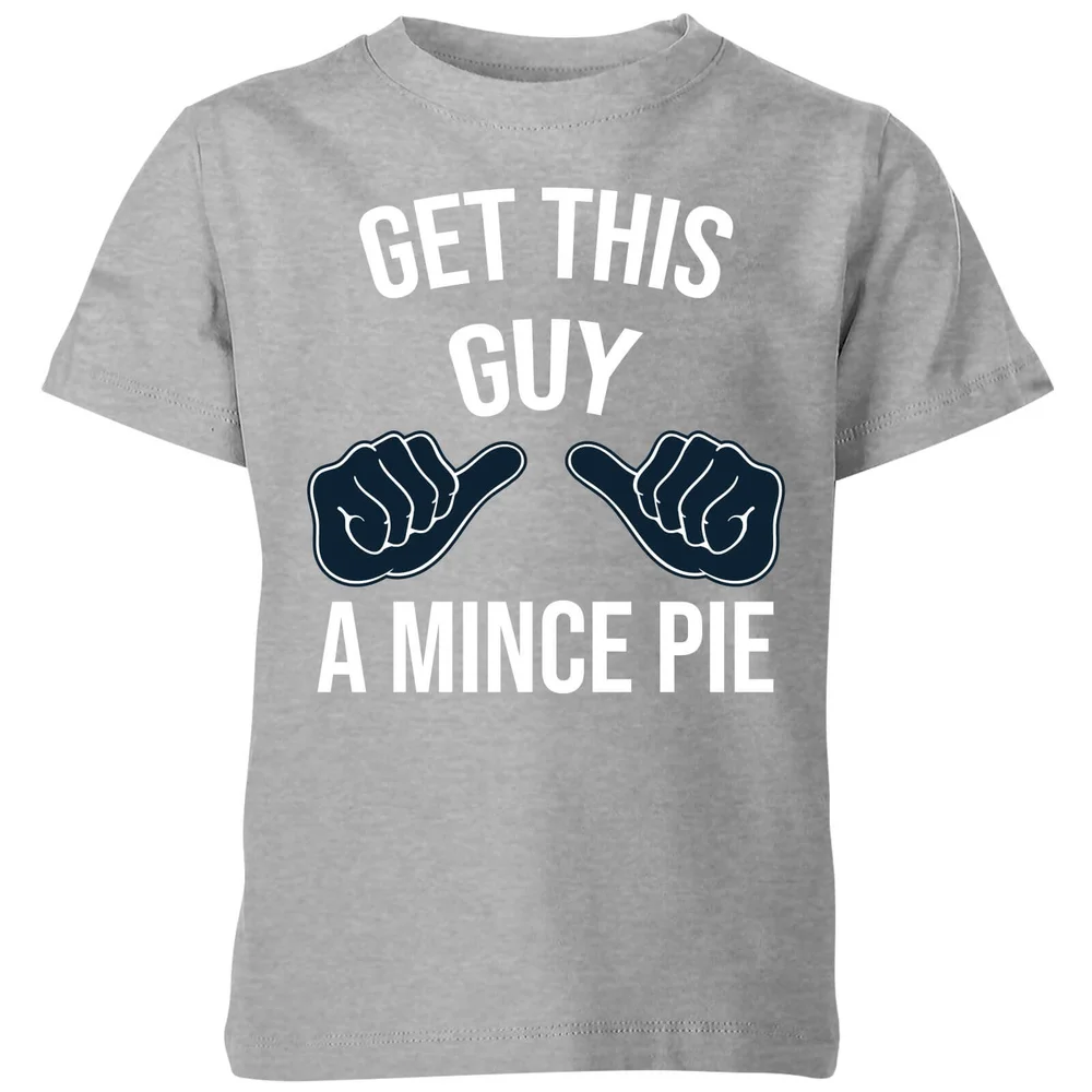 Get This Guy A Mince Pie Kids' Christmas T-Shirt - Grey - 3-4 Years Image 1