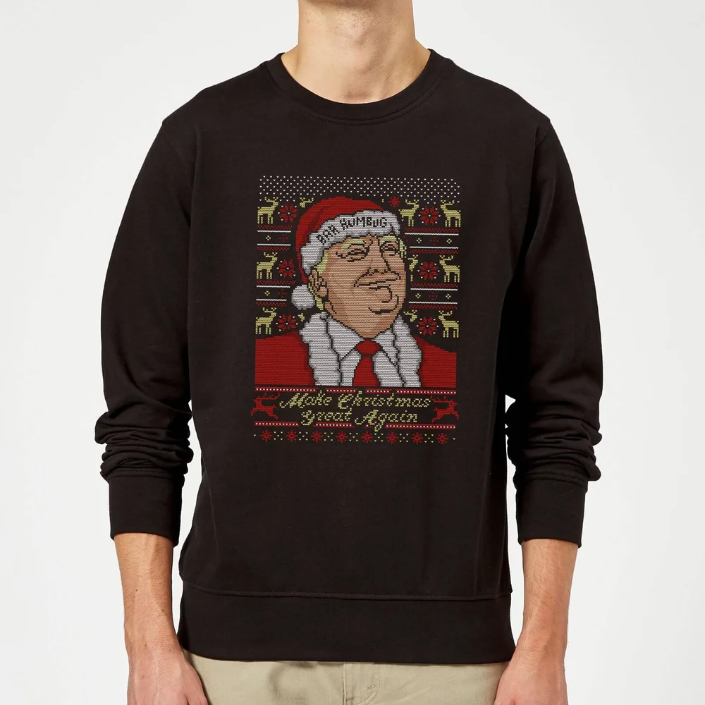 Make Christmas Great Again Donald Trump Christmas Jumper - Black - S Image 1