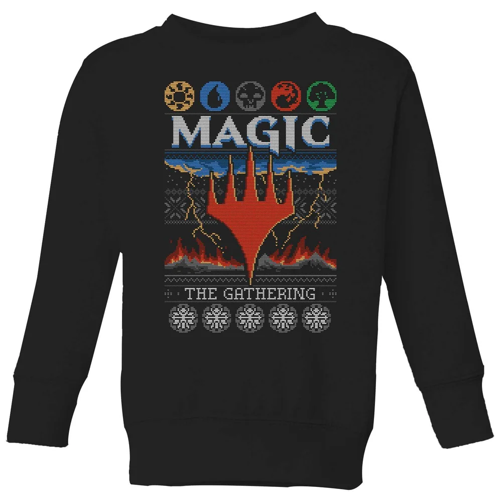 Magic The Gathering Colours Of Magic Knit Kids' Christmas Jumper - Black - 3-4 Years Image 1