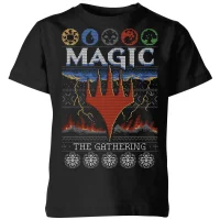 Magic The Gathering Colours Of Magic Knit Kids' Christmas T-Shirt - Black