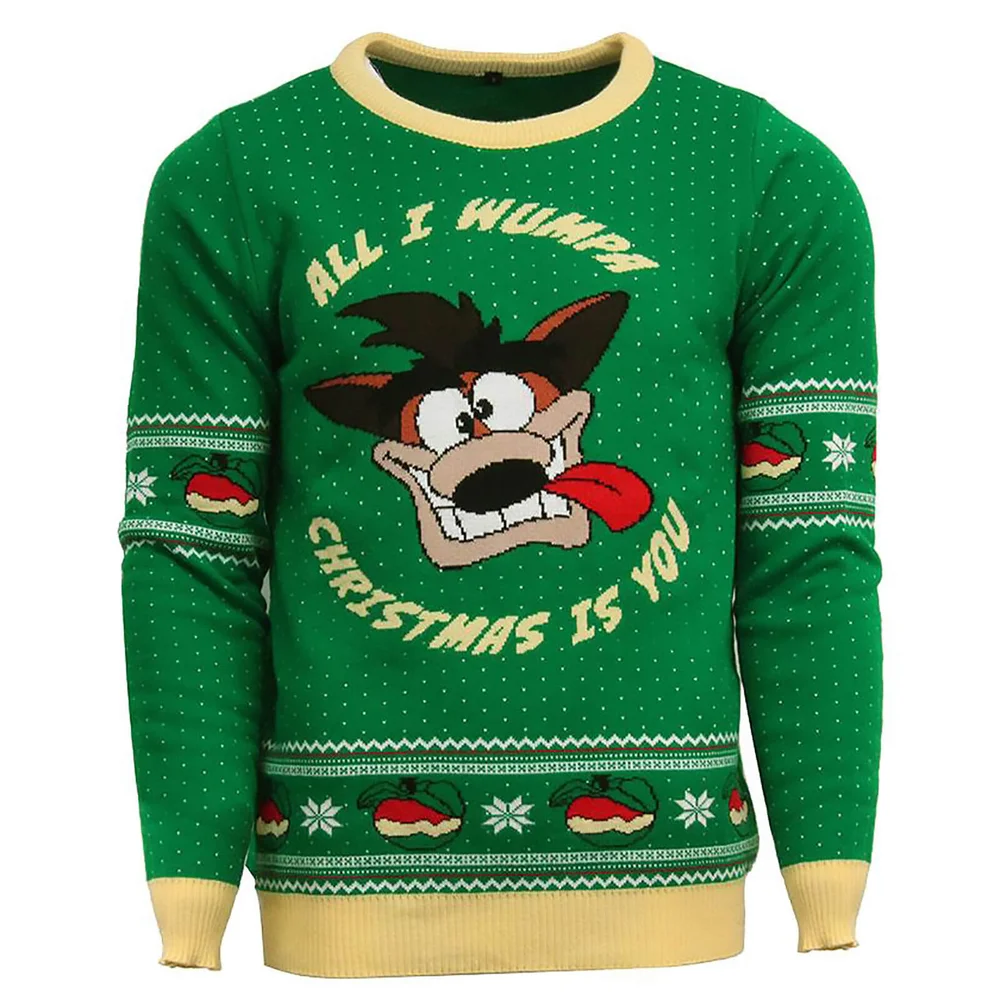 Crash Bandicoot Christmas Jumper - Green - L Image 1