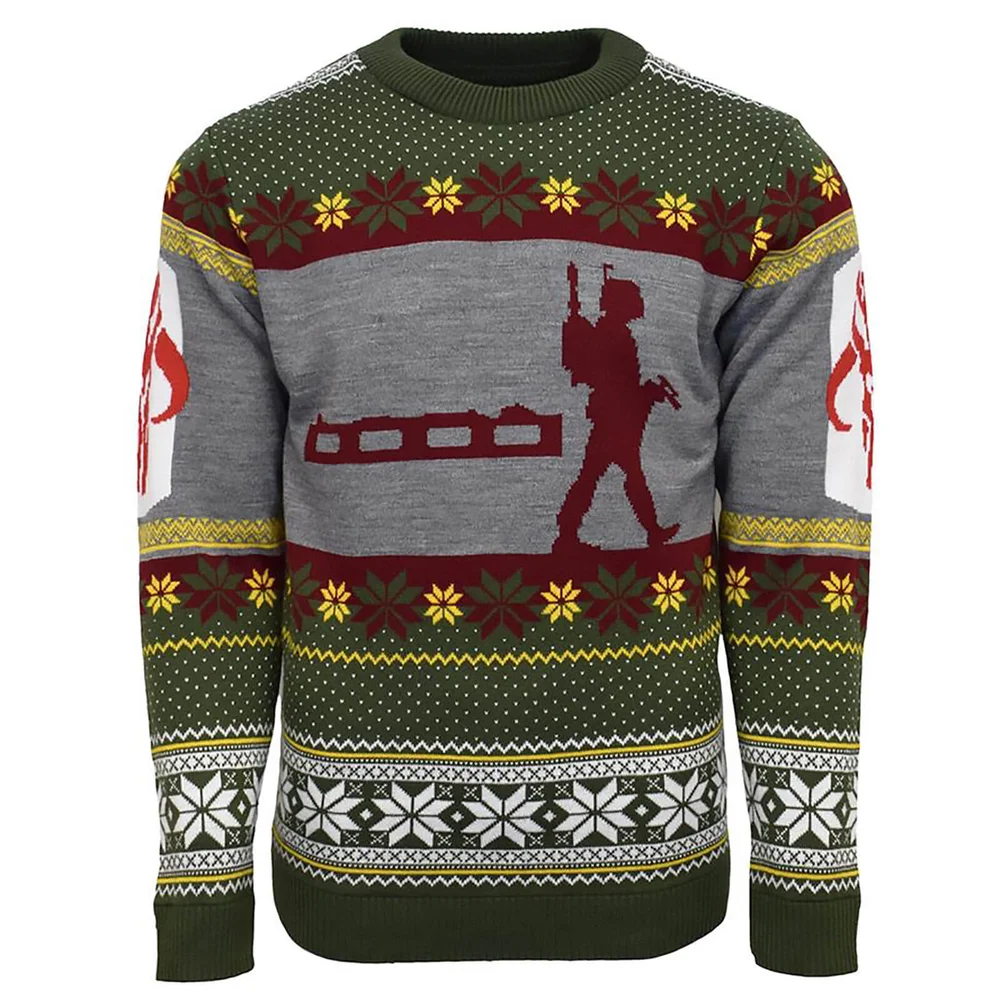 Star Wars Boba Fett Nordic Christmas Jumper - Green - S - Green Image 1