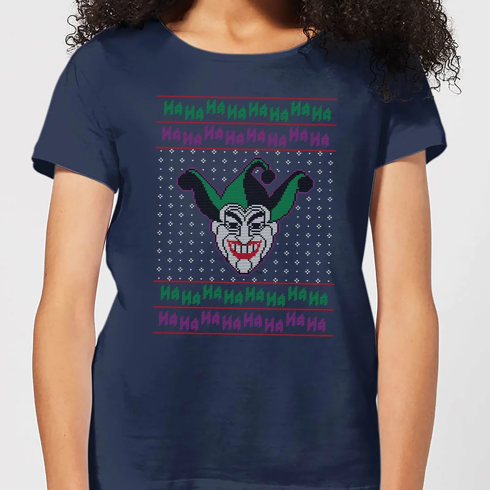 DC Joker Knit Women's Christmas T-Shirt - Navy - XS Image 1
