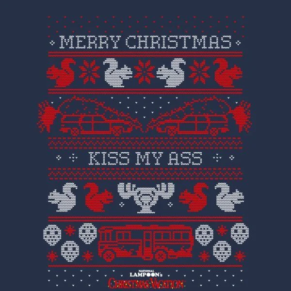 National Lampoon Merry Christmas Knit Women's Christmas T-Shirt - Navy