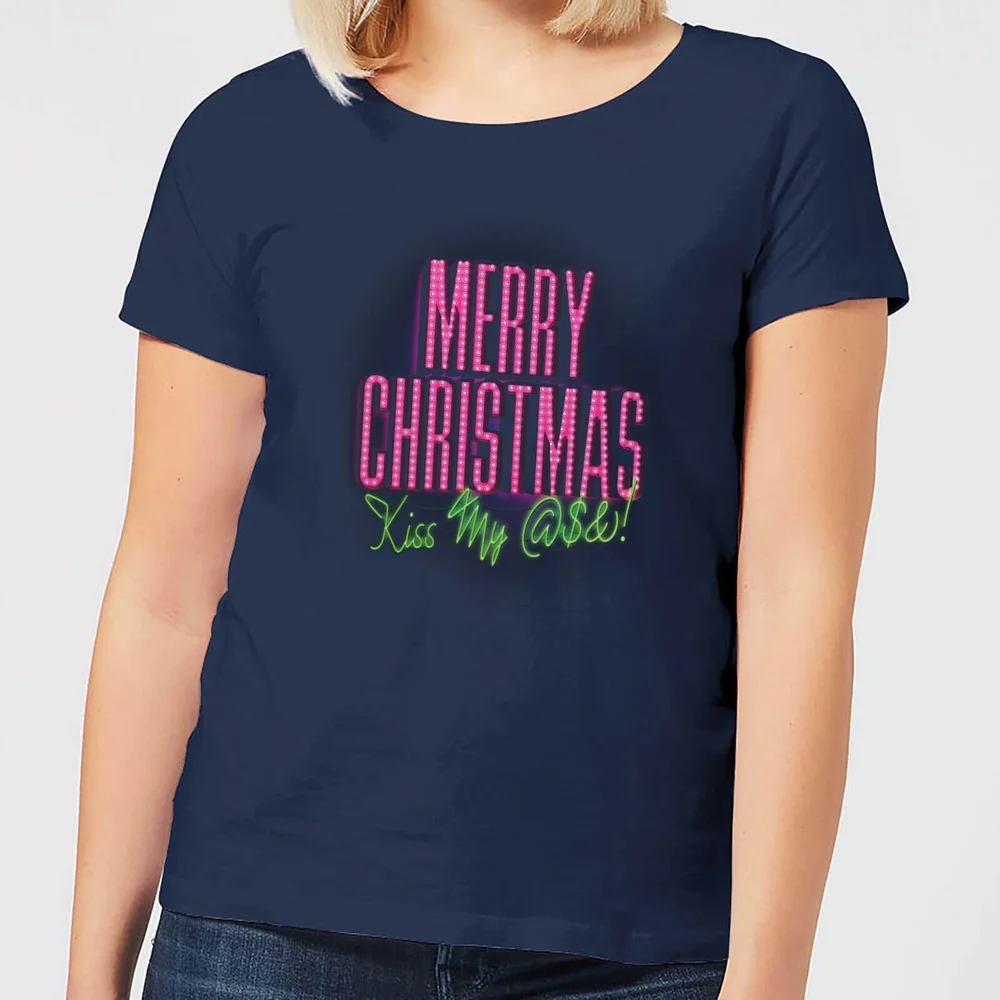 National Lampoon Merry Christmas (Kiss My @$$) Women's Christmas T-Shirt - Navy - S Image 1