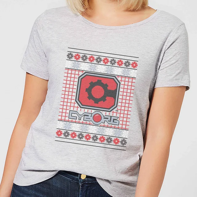 DC Cyborg Knit Women's Christmas T-Shirt - Grey