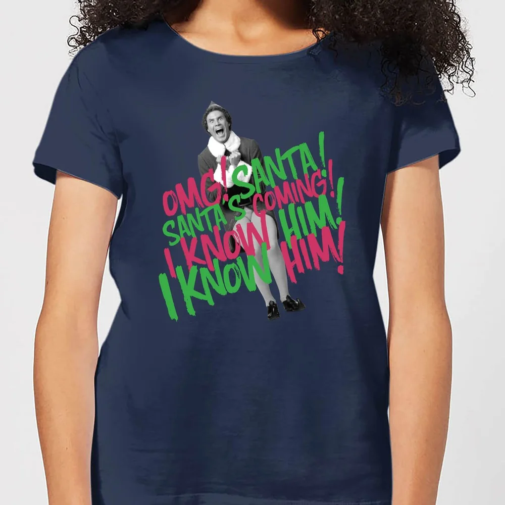 Elf Santa! I Know Him! Women's Christmas T-Shirt - Navy - XS Image 1