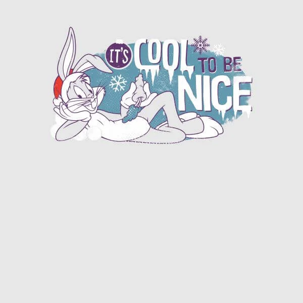 Looney Tunes Its Cool To Be Nice Women's Christmas T-Shirt - Grey