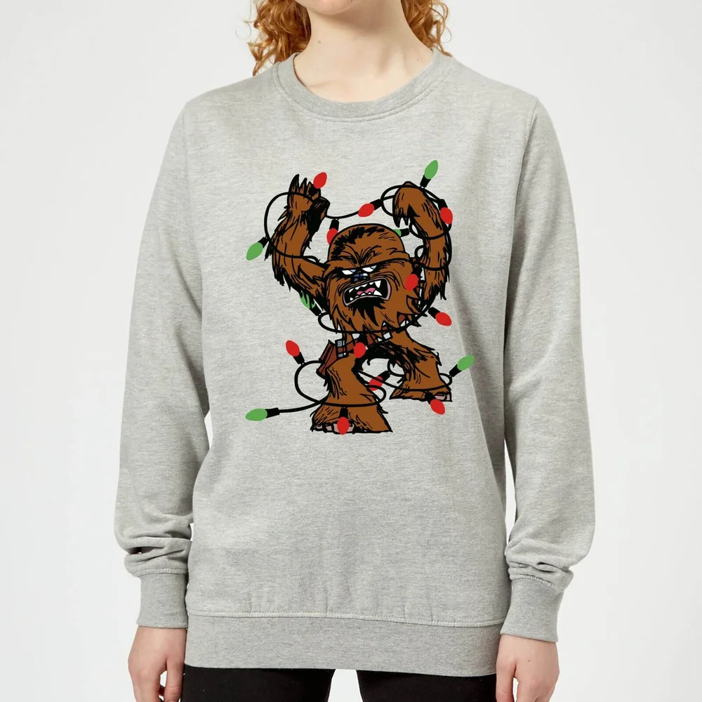 Star Wars Tangled Fairy Lights Chewbacca Women's Christmas Sweatshirt - Grey - 3XL Image 1