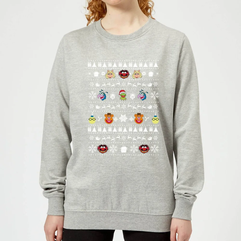 Muppets Pattern Women's Christmas Sweatshirt - Grey - 3XL Image 1