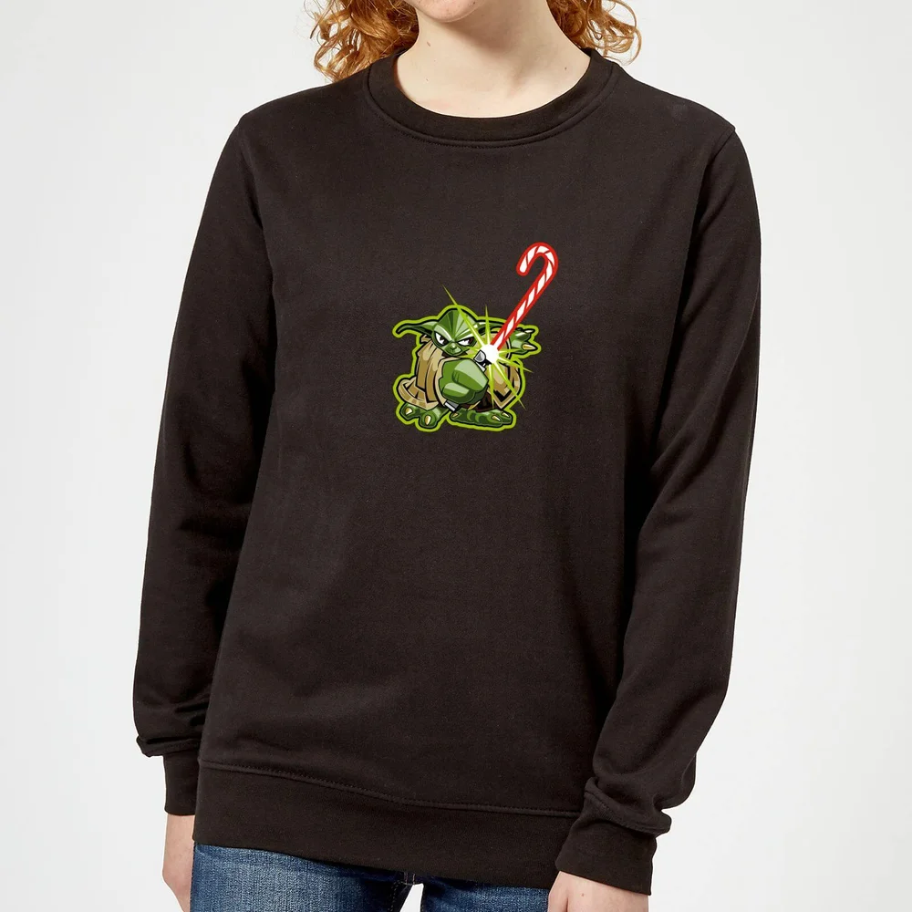 Star Wars Candy Cane Yoda Women's Christmas Jumper - Black - XS Image 1