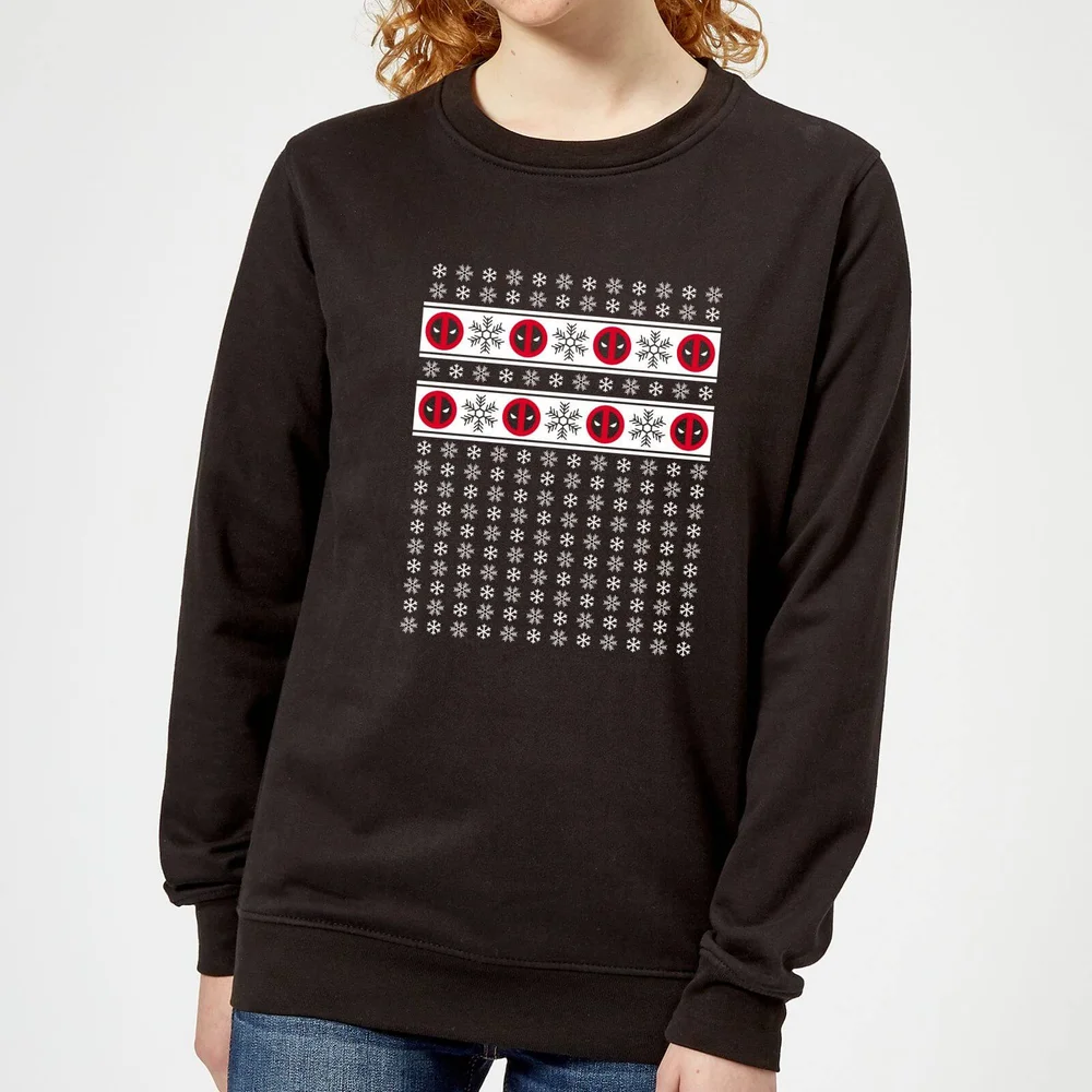 Marvel Deadpool Snowflakes Women's Christmas Jumper - Black - XS Image 1