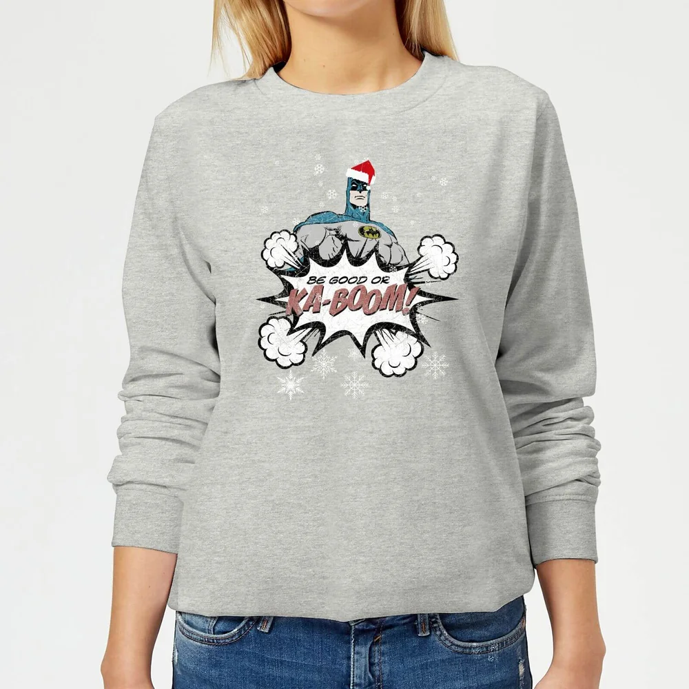 DC Comics Batman Be Good Women's Christmas Sweater in Grey - 3XL Image 1