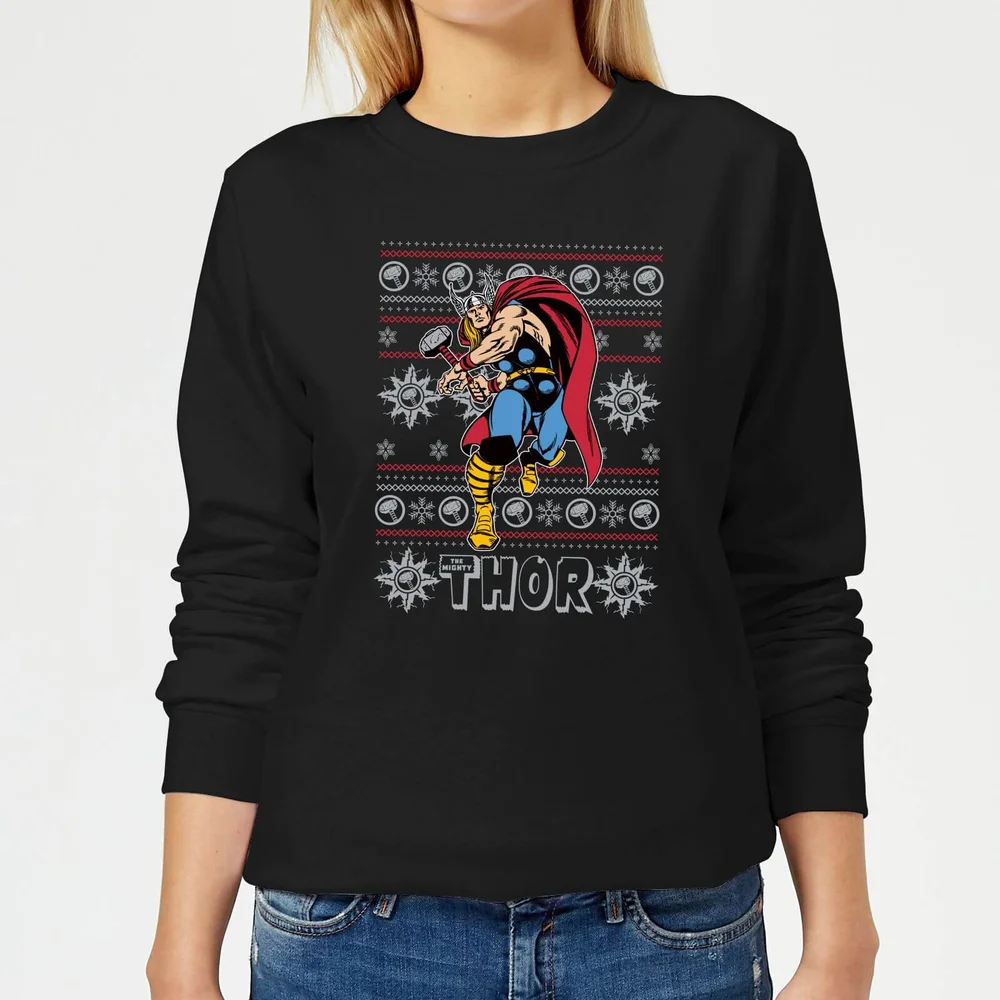 Marvel Thor Women's Christmas Jumper - Black - XS Image 1