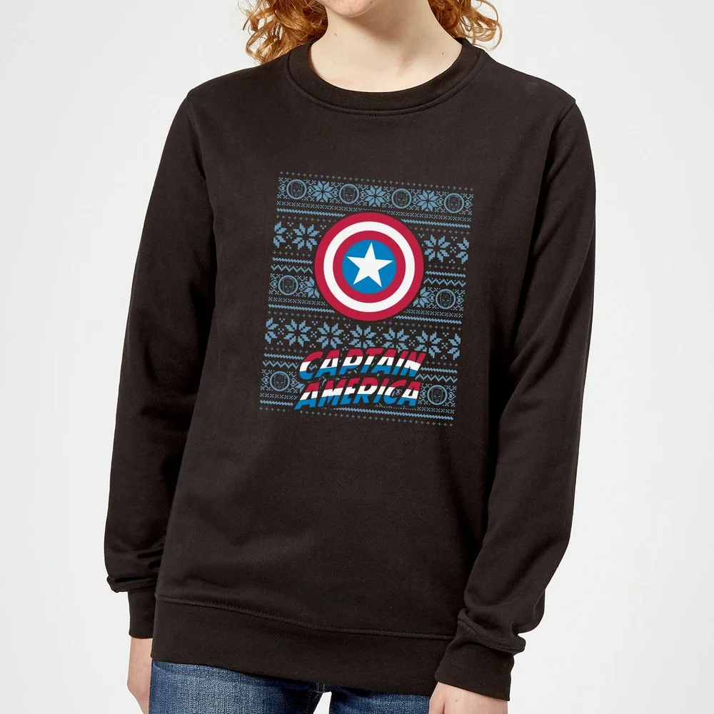 Marvel Captain America Women's Christmas Jumper - Black - XS Image 1