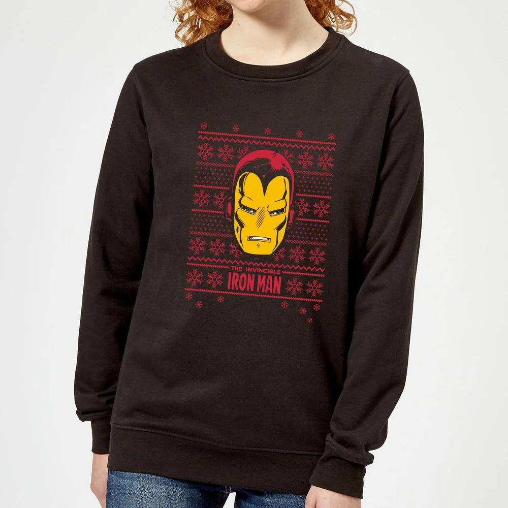 Marvel Iron Man Face Women's Christmas Jumper - Black - XS Image 1